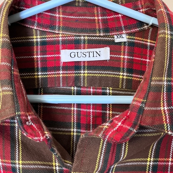 Gustin Plaid Flannel USA Long Sleeve Button Down Shirt - Men's Size XXL - Brown - Picture 2 of 10